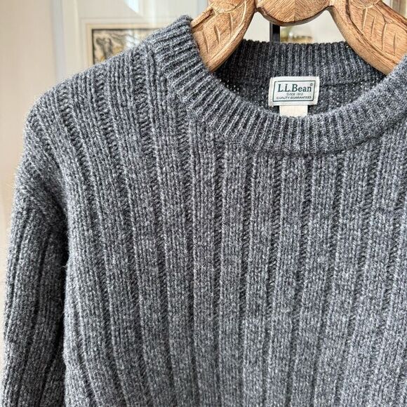 L.L. Bean Other - L.L. Bean Lambswool Grey Mens Crewneck Sweater Machine Wash XL